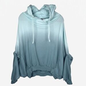 Young Fabulous Broke Hoodie Drawstring Sweatshirt Green Ombre Snap Sleeve Sz M/L